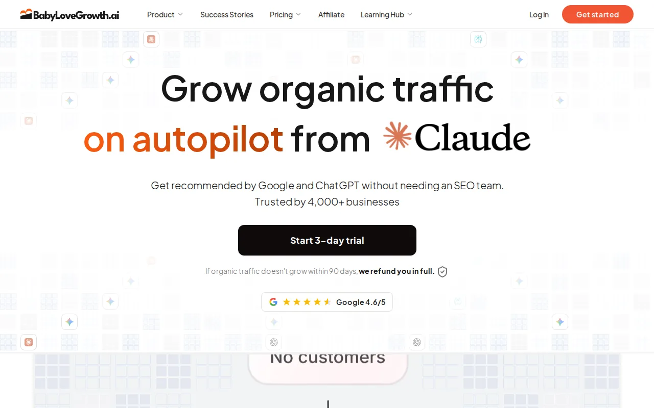 Screenshot of the BabyLoveGrowth website