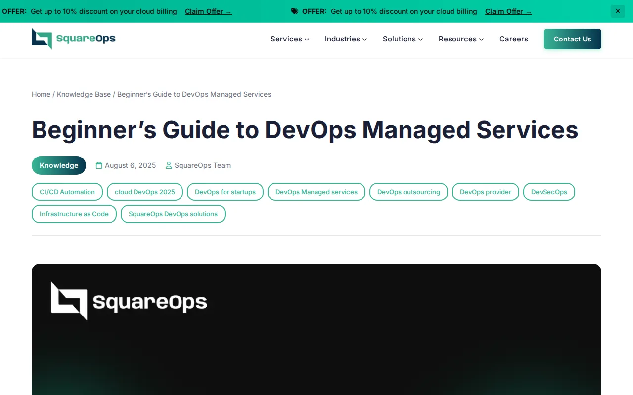 Screenshot of the SquareOps website
