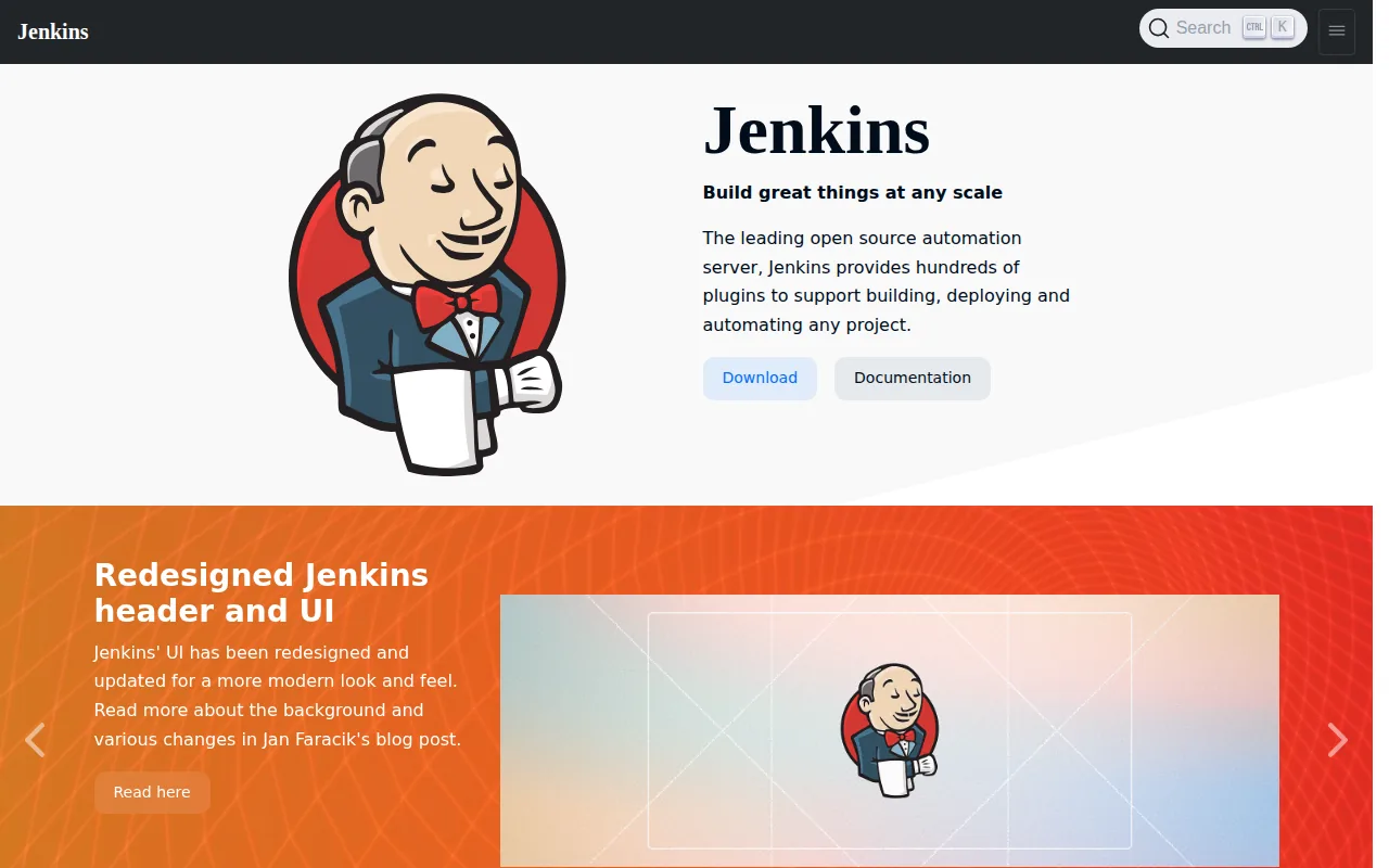 Screenshot of the Jenkins website