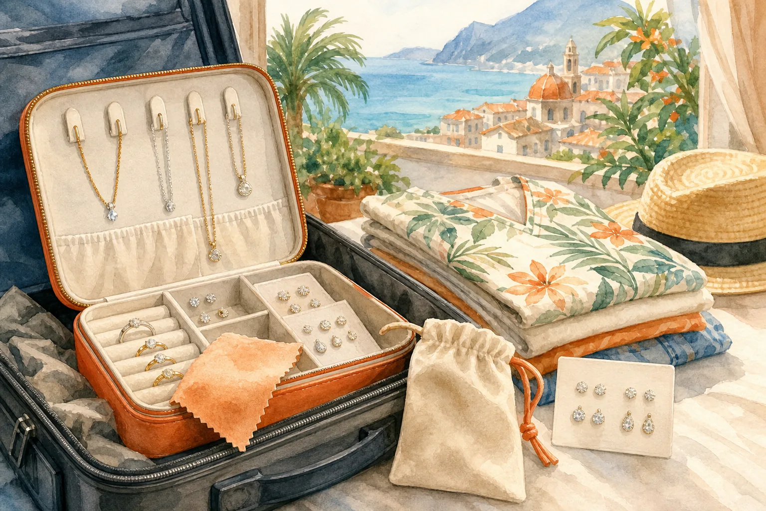how to pack diamond veneer travel jewelry safely for a tropical vacation