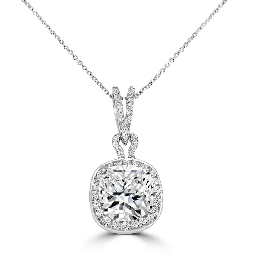3CT Cushion Diamond Veneer Cubic Zirconia Pendant. 635P20400: visual reference for 3. 3CT Cushion Diamond Veneer Cubic Zirconia Pendant. 635P20400