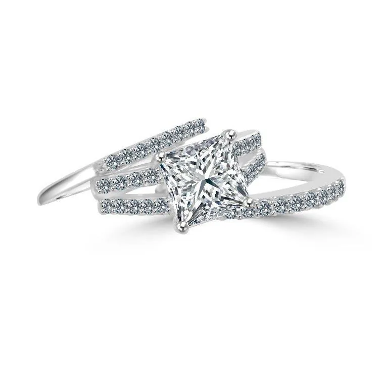 1.5CT Square Diamond Veneer Cubic Zirconia Ring Set. 635R72233: visual reference for 4. 1.5CT Square Diamond Veneer Cubic Zirconia Ring Set. 635R72233
