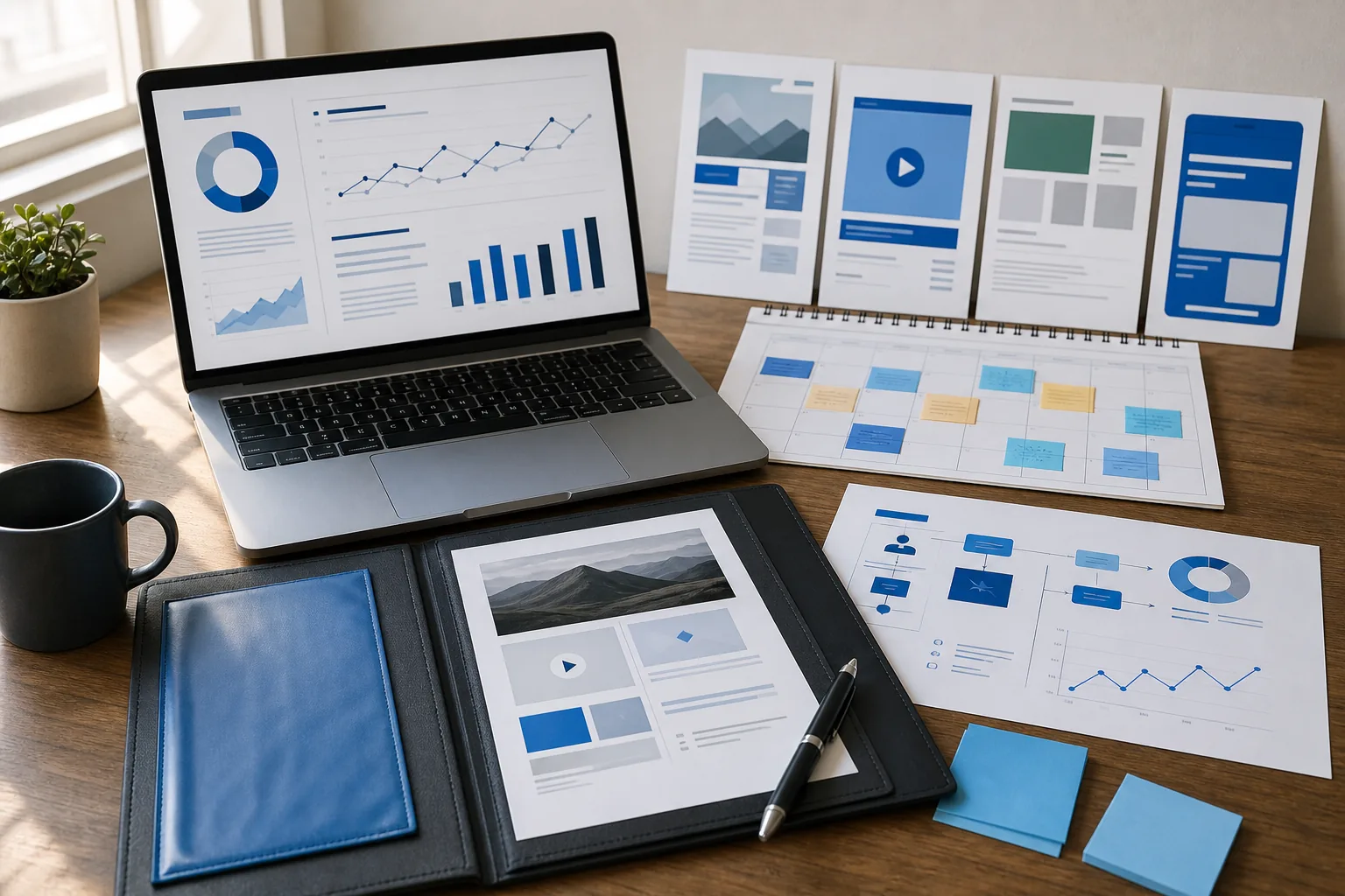 Thirty-day digital marketing bootcamp learning plan with portfolio projects.