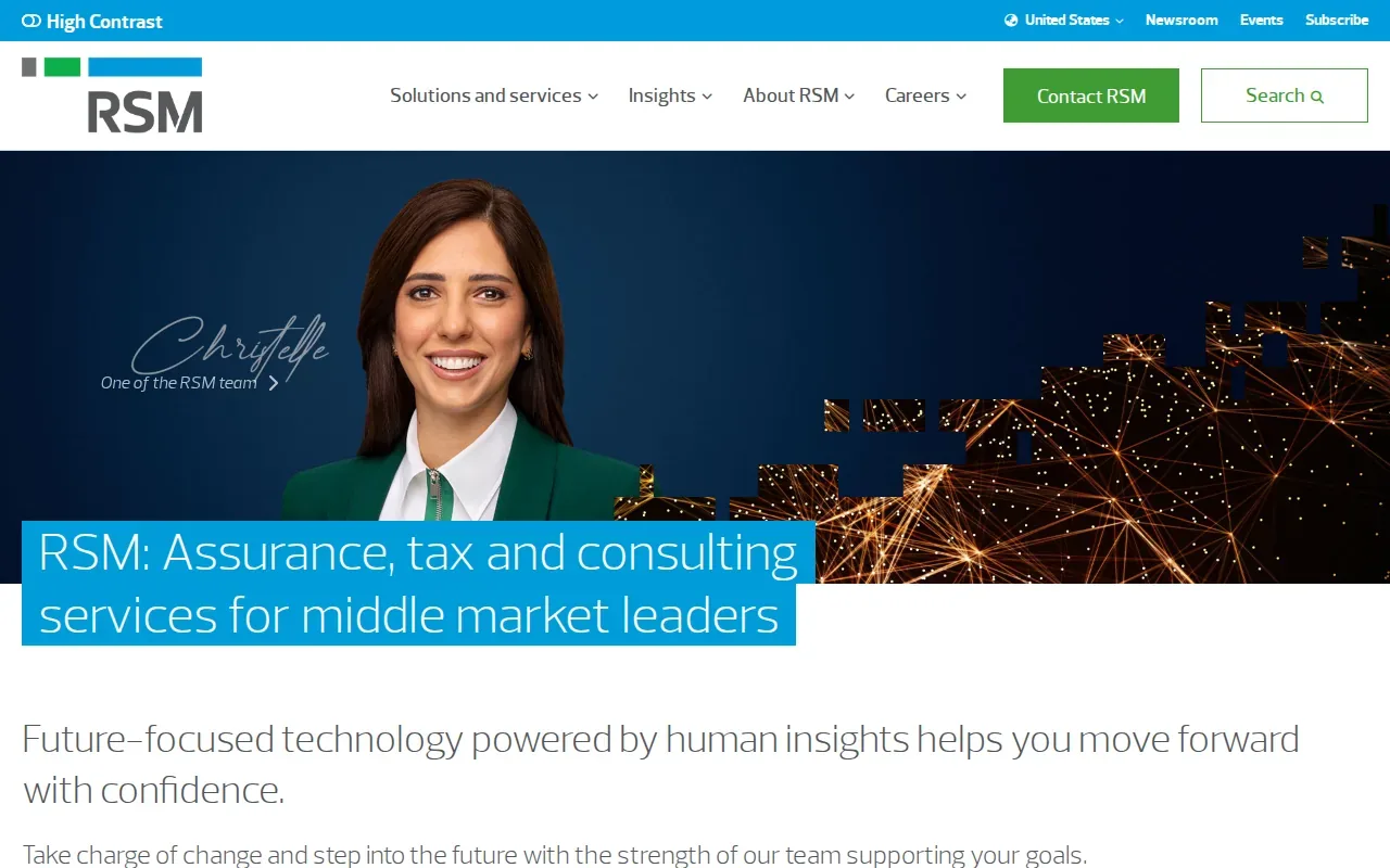 Screenshot of the RSM US website