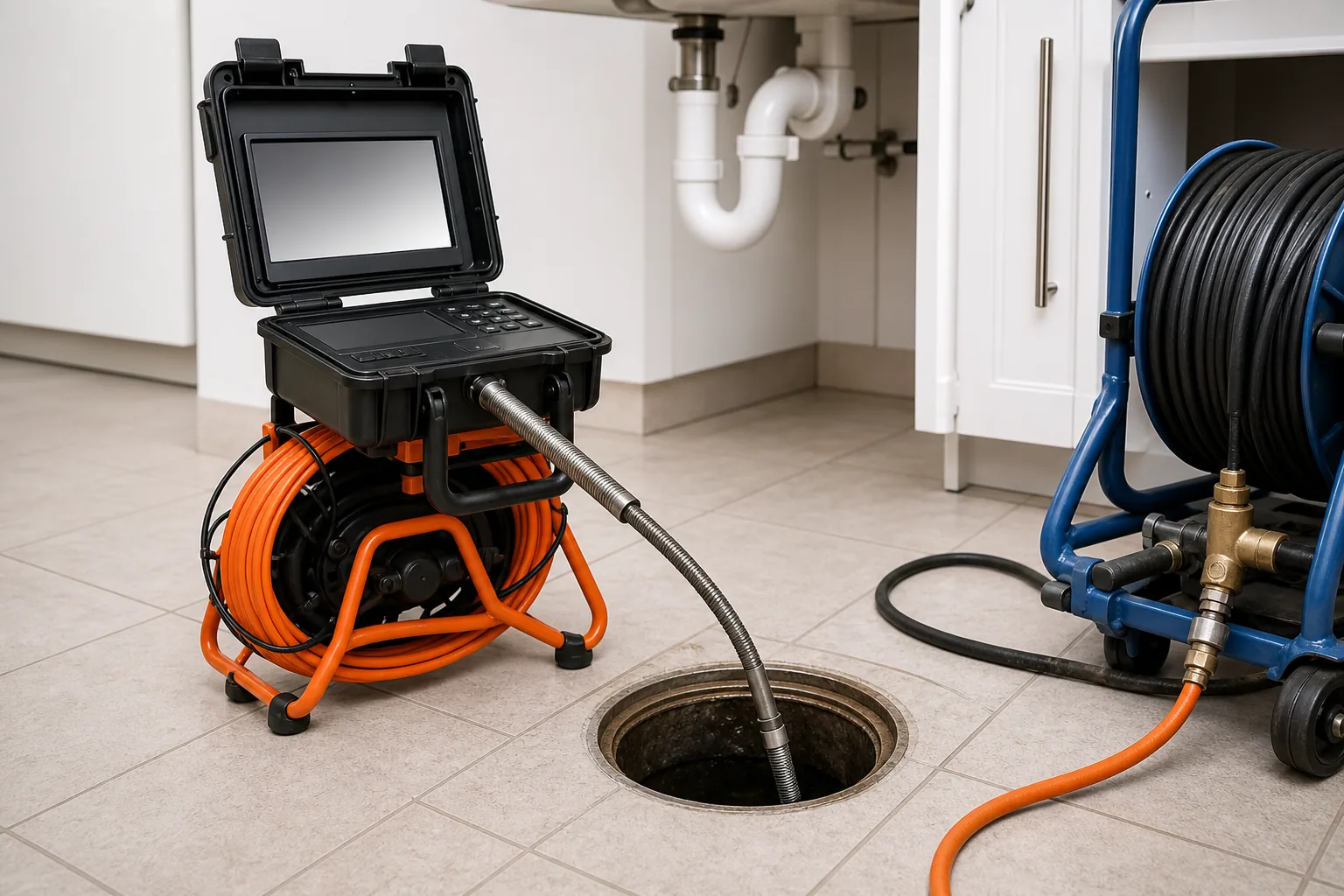 drain camera inspection and hydro-jetting process for Aliso Viejo sewer cleaning