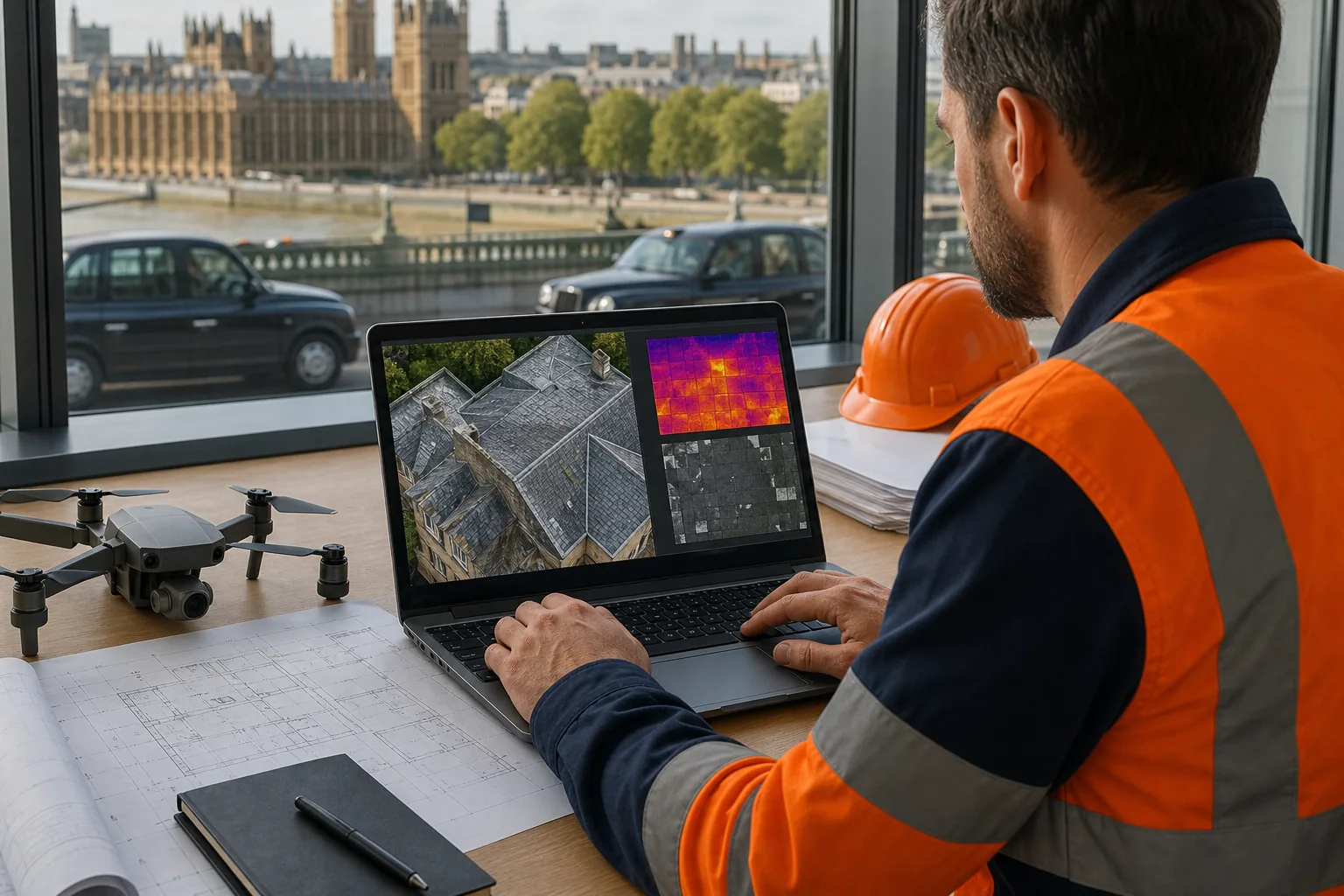 processing drone inspection data into roof maps and thermal survey reports
