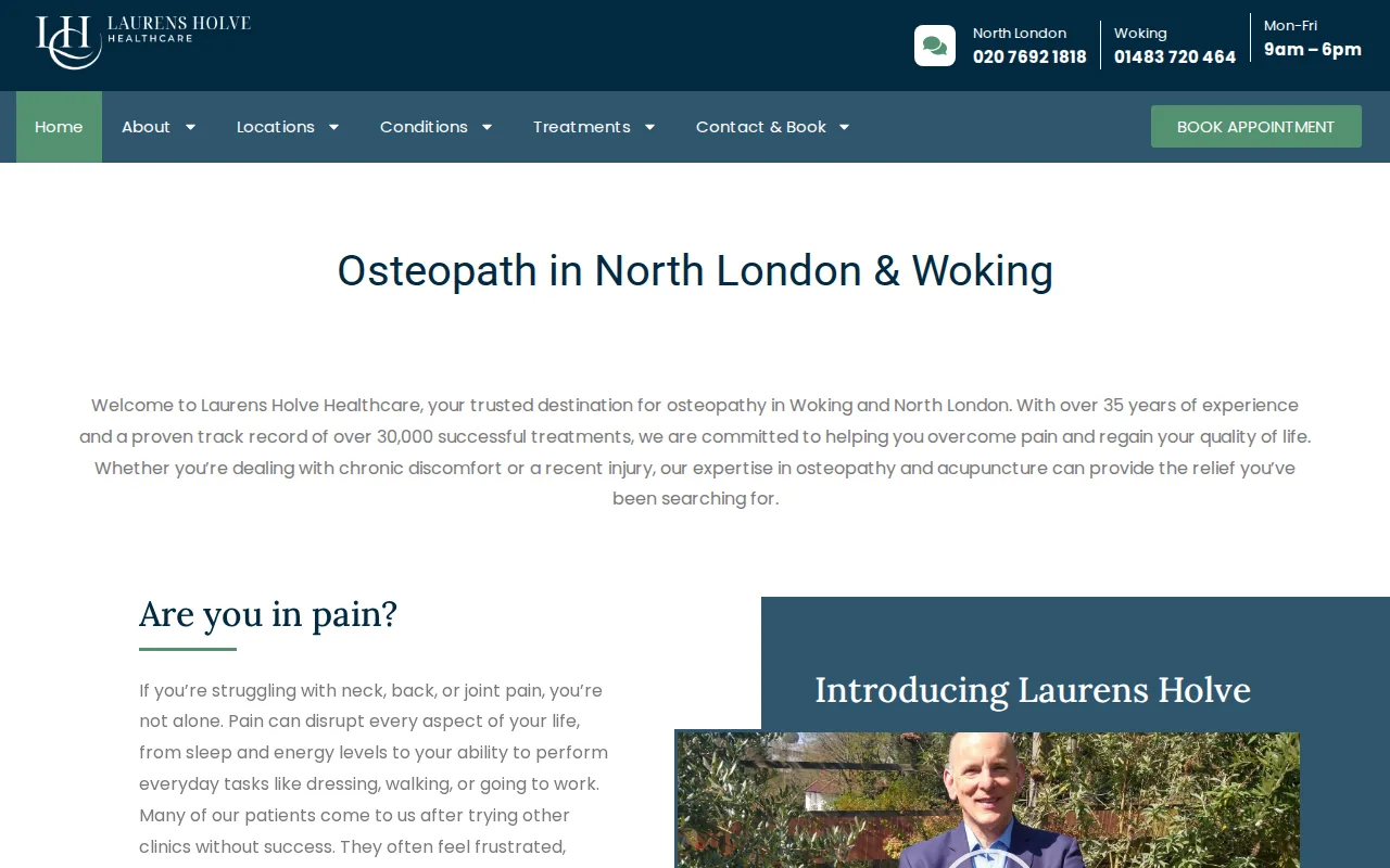 Screenshot of the Laurens Holve Healthcare website