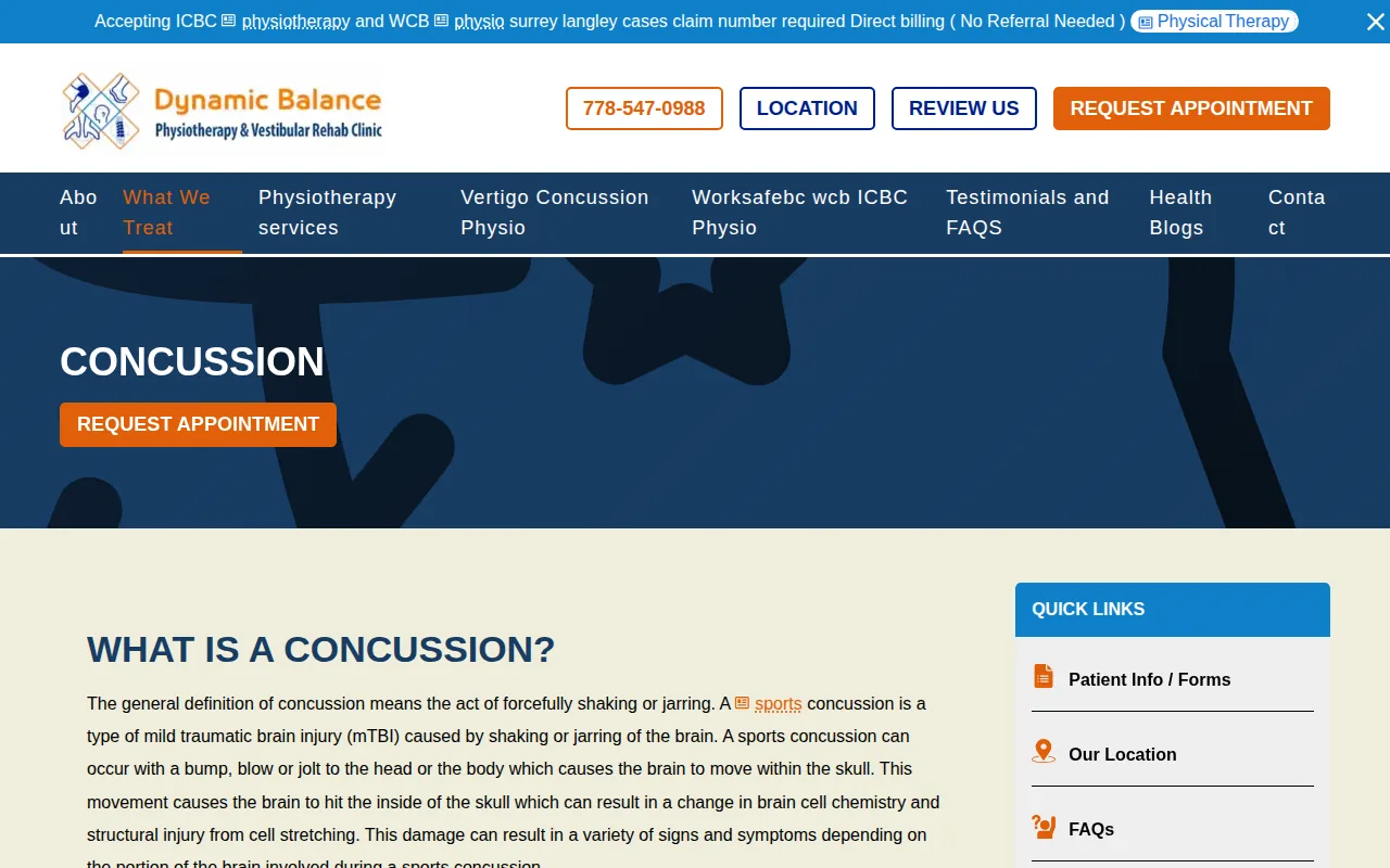 Concussion: visual reference for 10. Concussion, Neurological, and Balance Reconditioning Services
