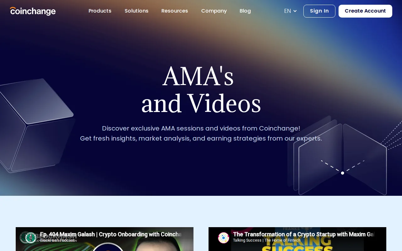Screenshot of the Coin Change website