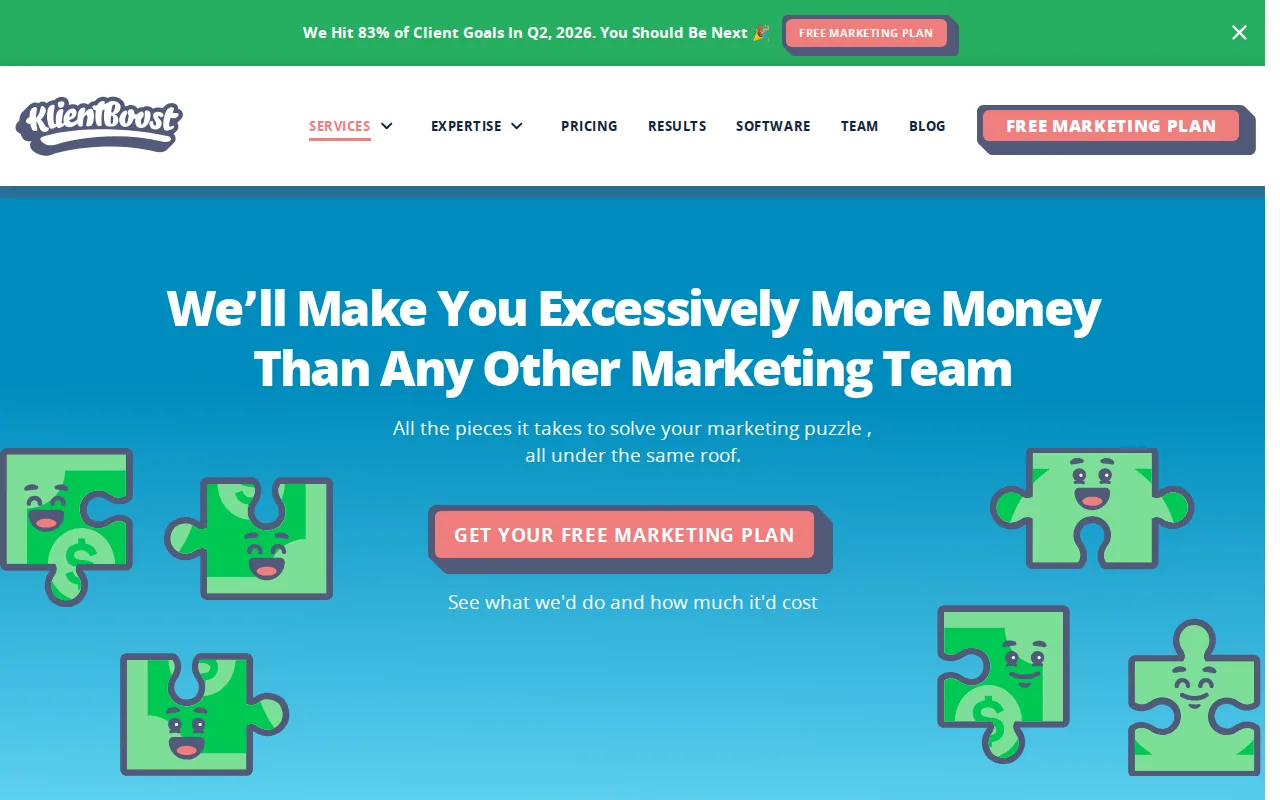 Screenshot of the KlientBoost website