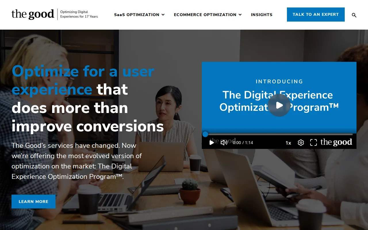 Screenshot of the The Good website