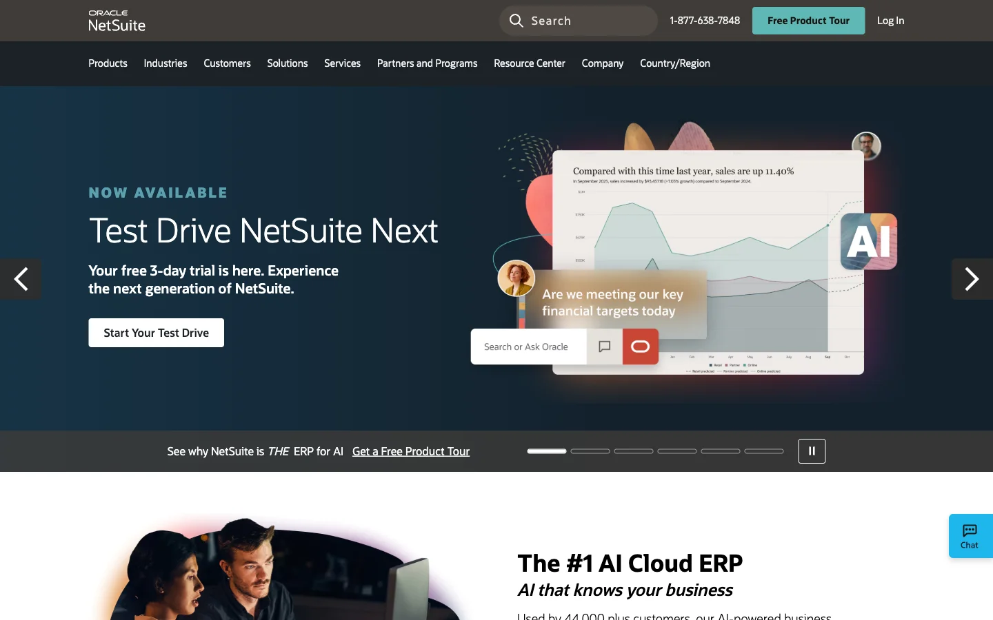 Screenshot of the NetSuite website
