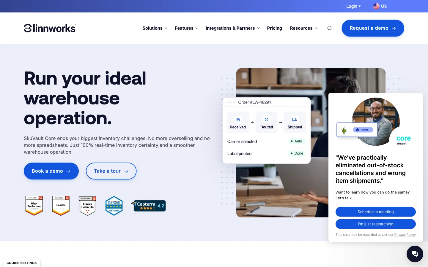 Screenshot of the SkuVault Core website