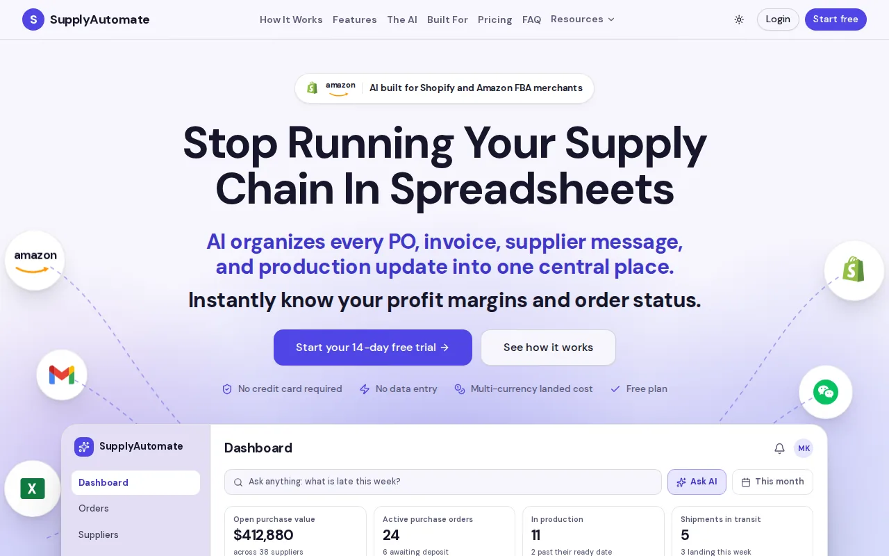 Screenshot of the SupplyAutomate website