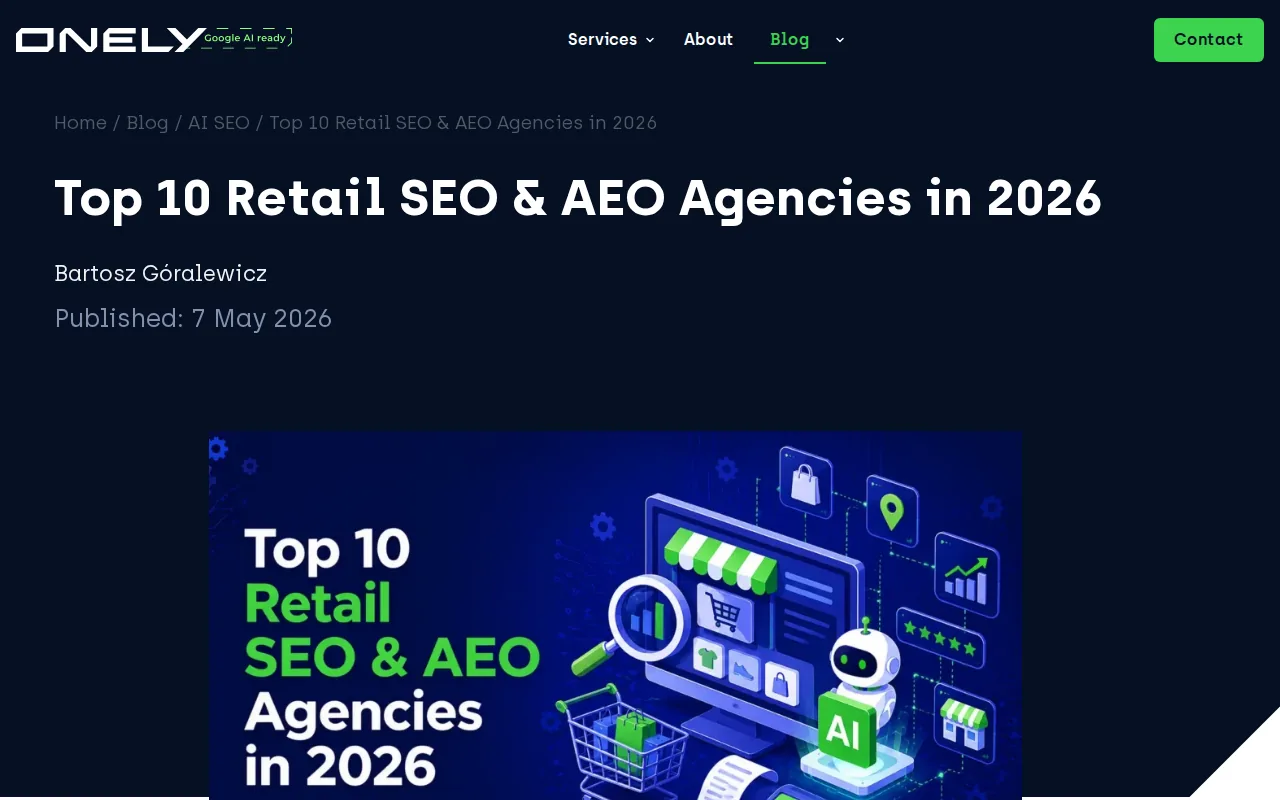 Best Ecommerce SEO Agencies for 2026 2 Screenshot of the Onely website