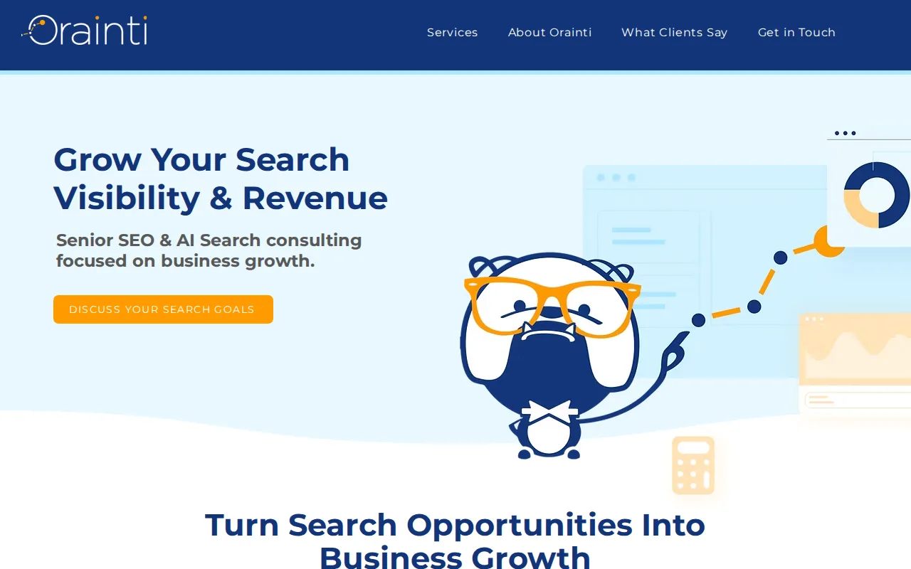 Screenshot of the Orainti website