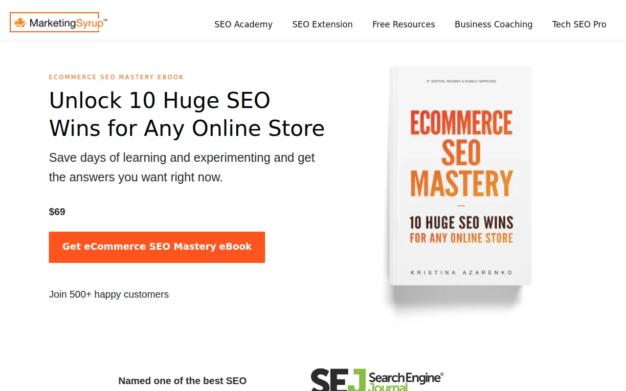 Screenshot of the MarketingSyrup website