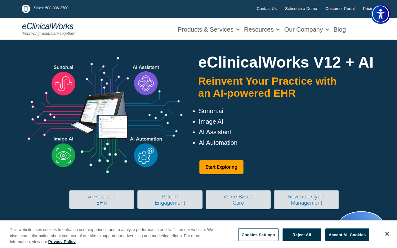 eClinicalWorks homepage screenshot