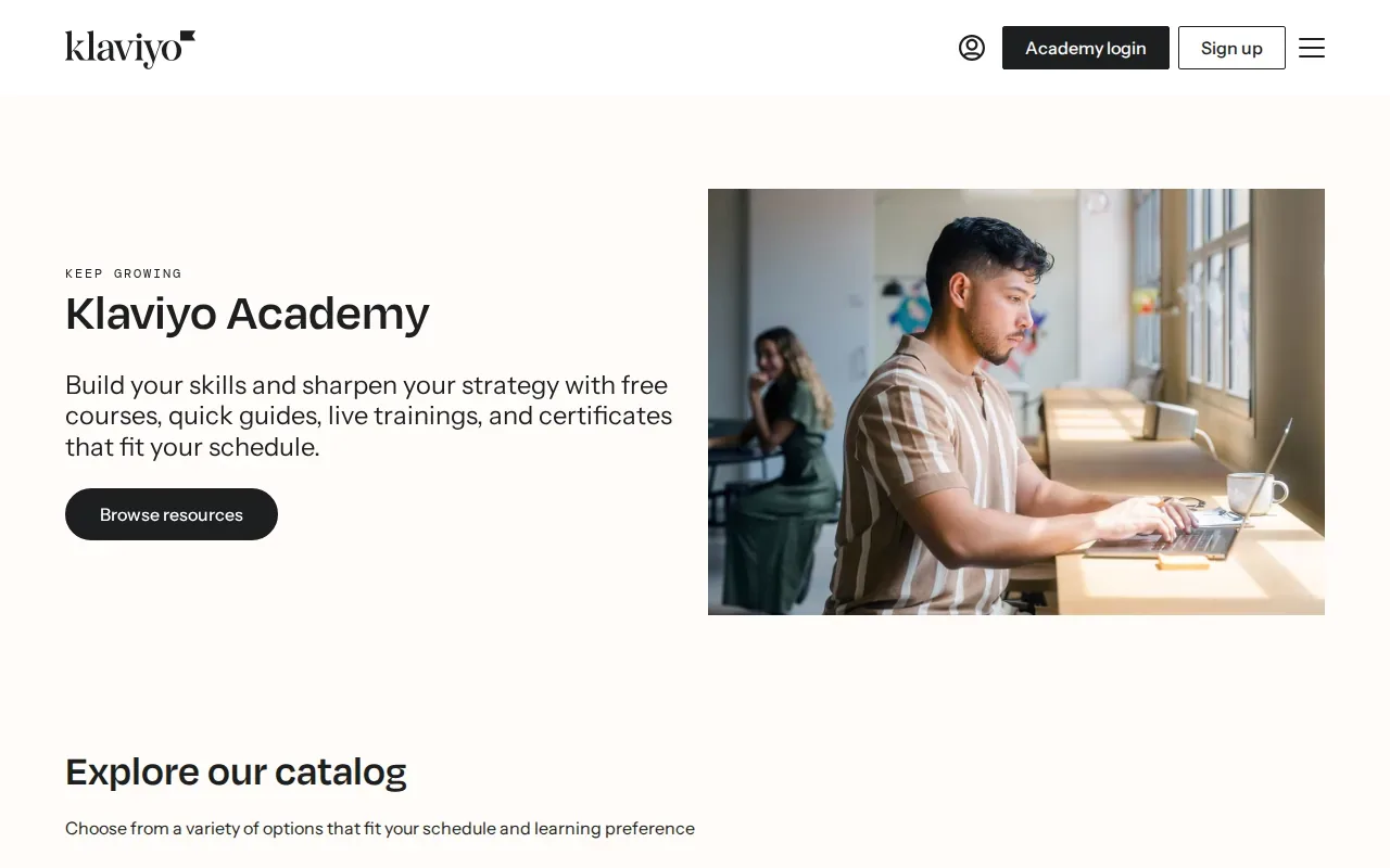 Screenshot of the Klaviyo Academy website