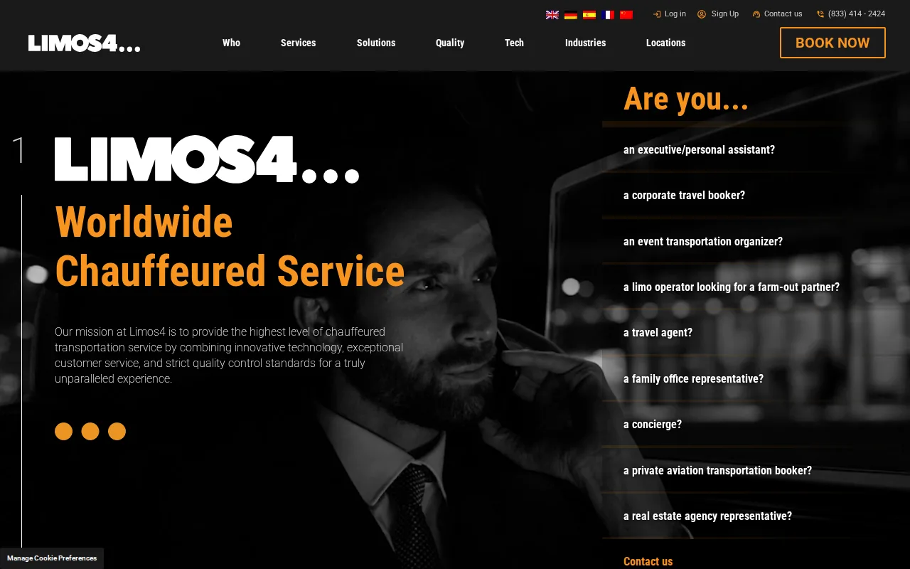 Screenshot of the Limos4 website