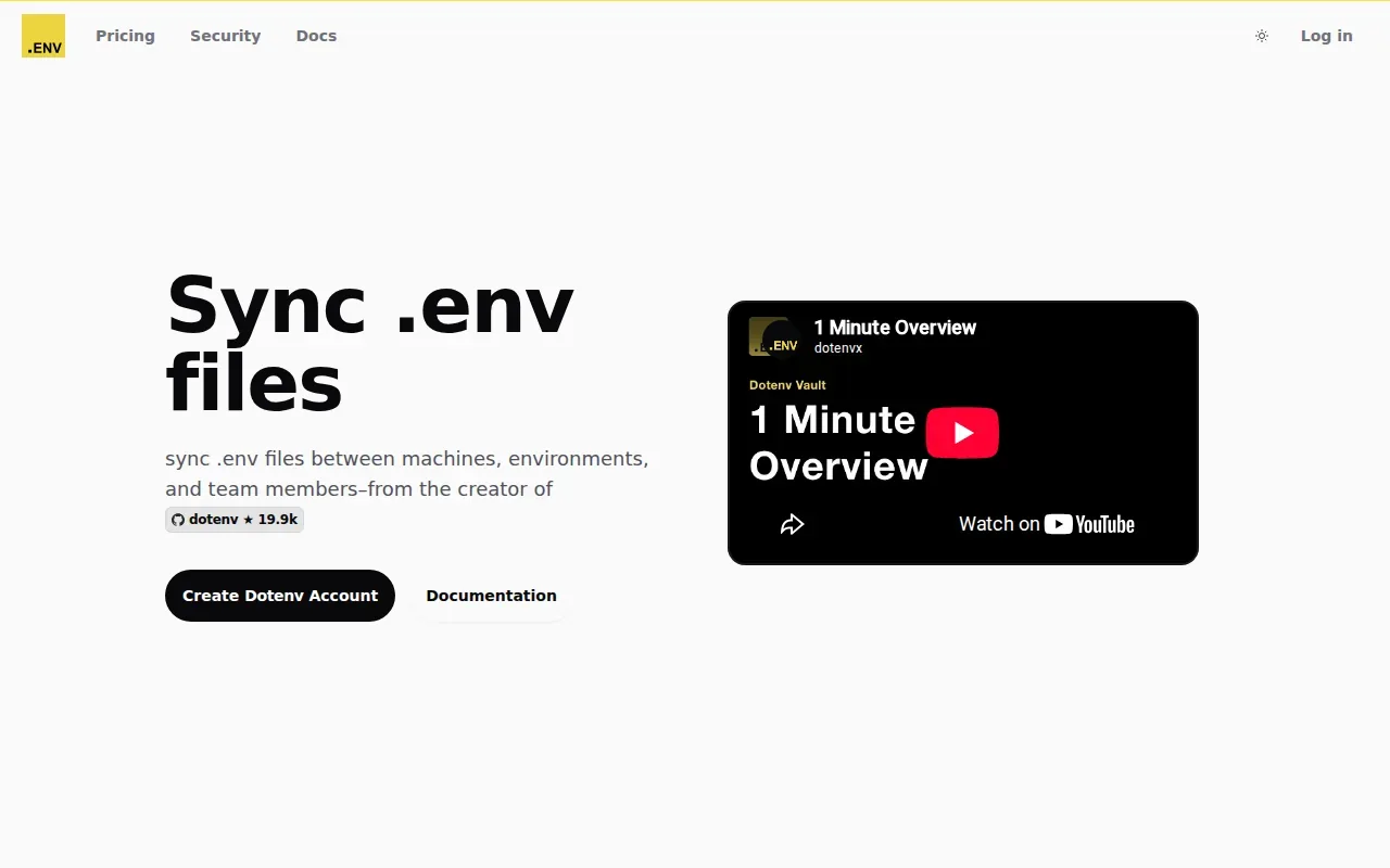 Screenshot of the dotenv-vault website
