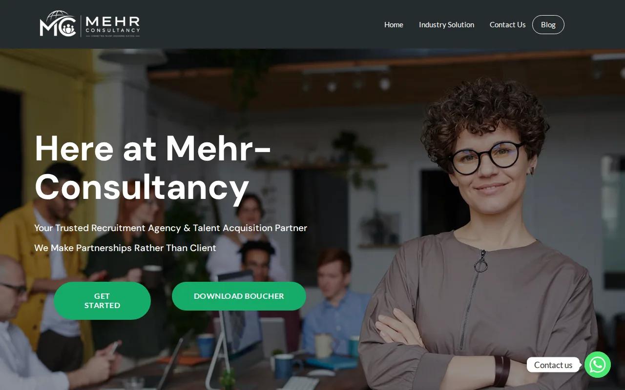 Screenshot of the Mehr Consultancy website