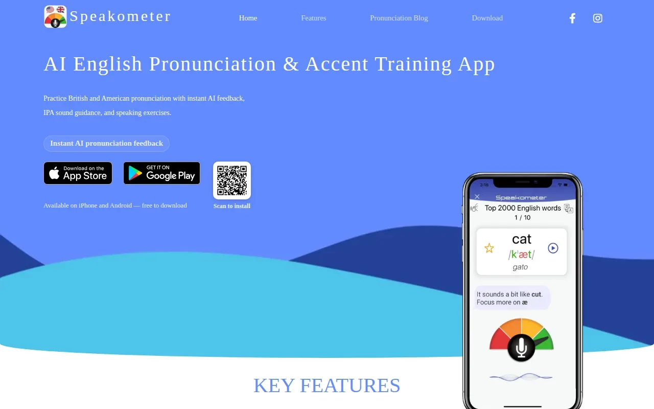 Screenshot of the Speakometer website