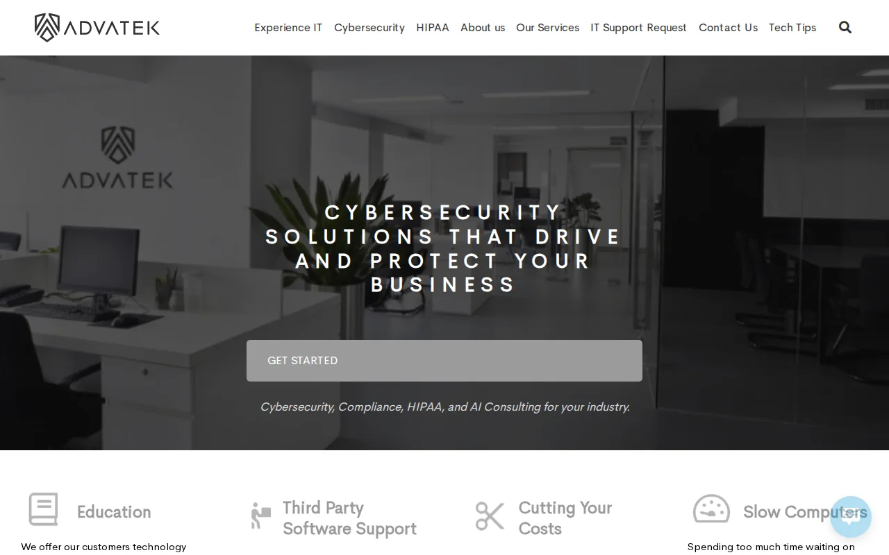 Screenshot of the Advatek website