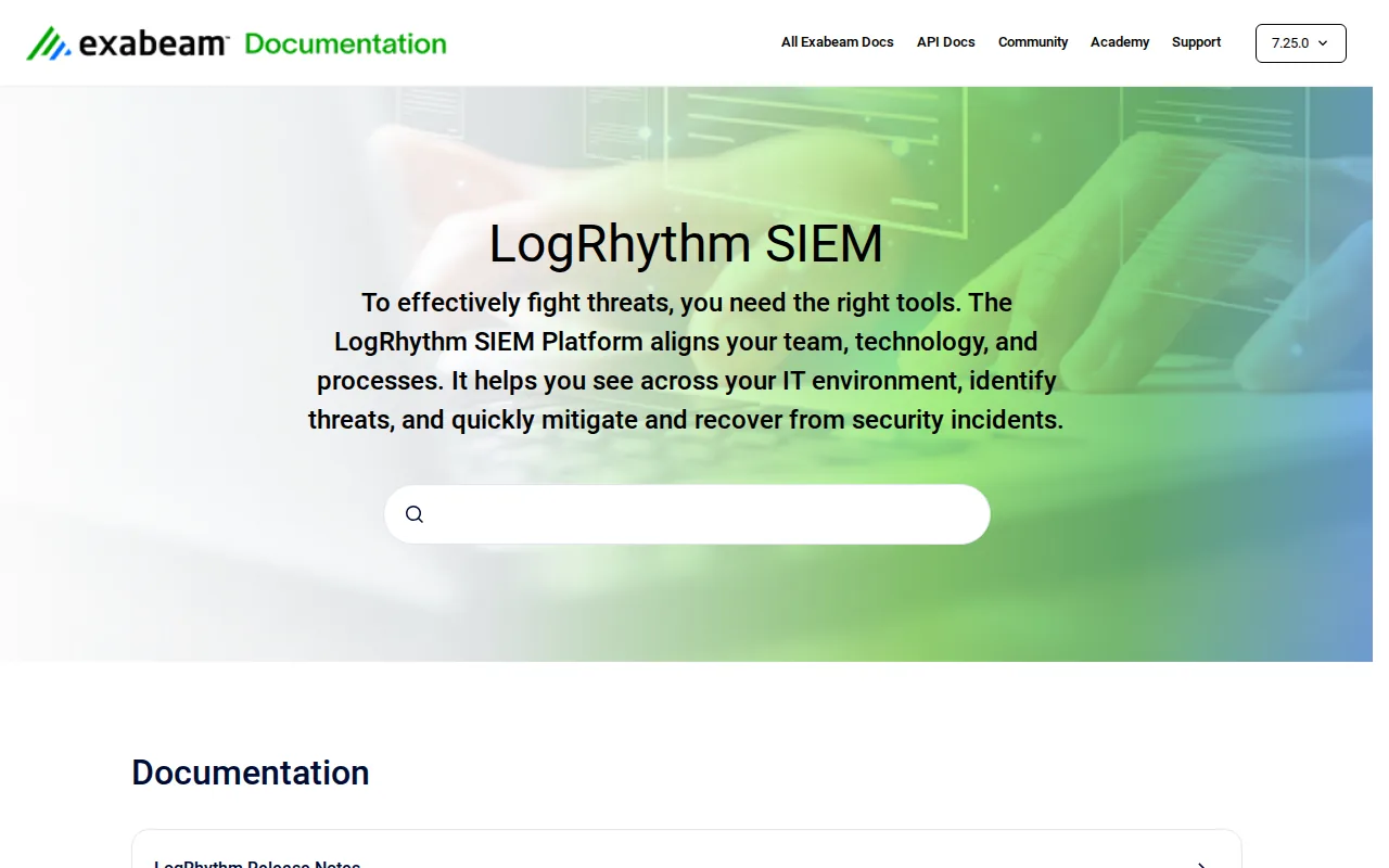 Screenshot of the LogRhythm website