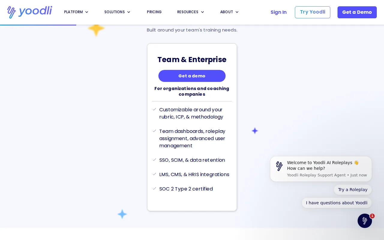 Screenshot of the Yoodli website