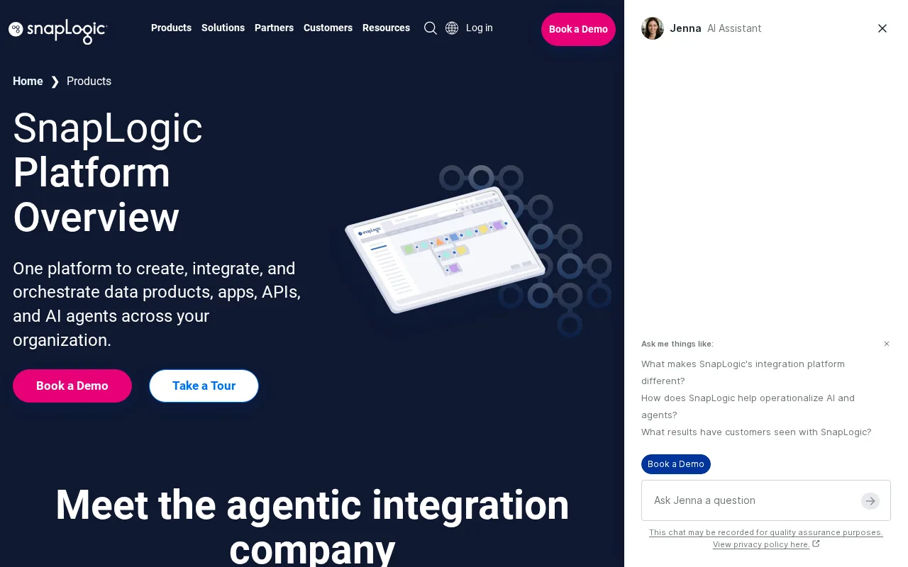 Screenshot of the SnapLogic website