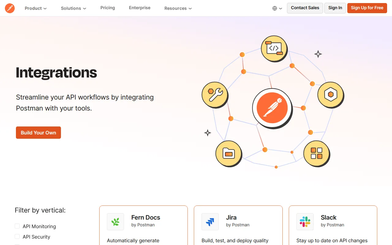 Screenshot of the Postman website