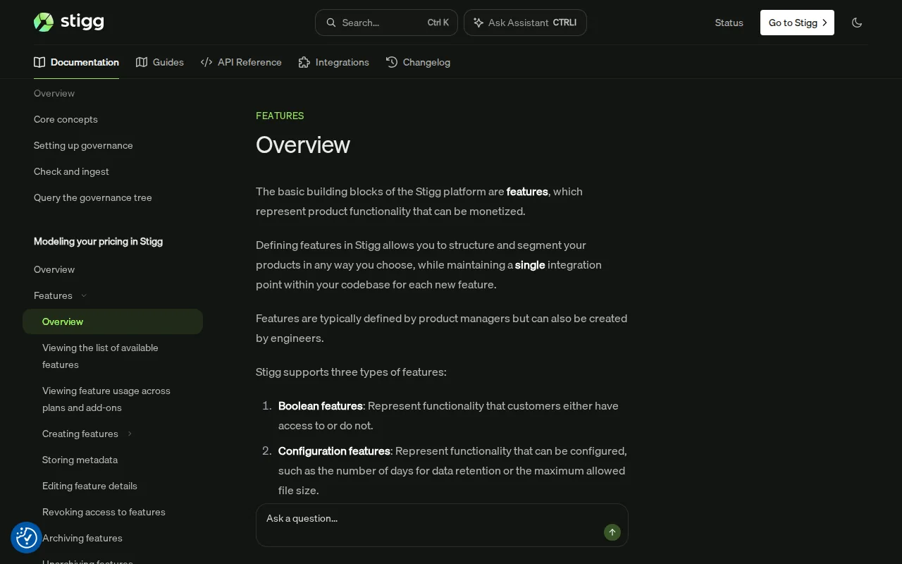 Screenshot of the Stigg website