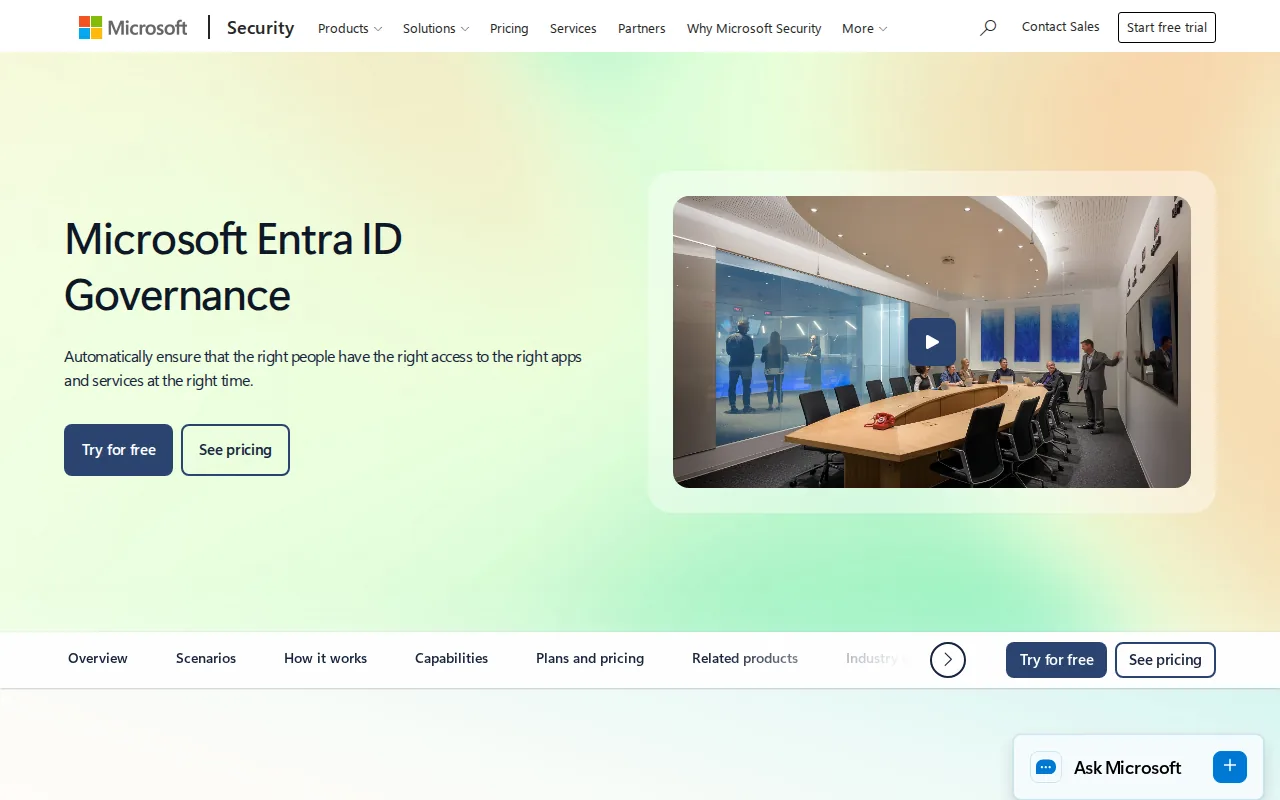 Screenshot of the Microsoft Entra ID Governance website