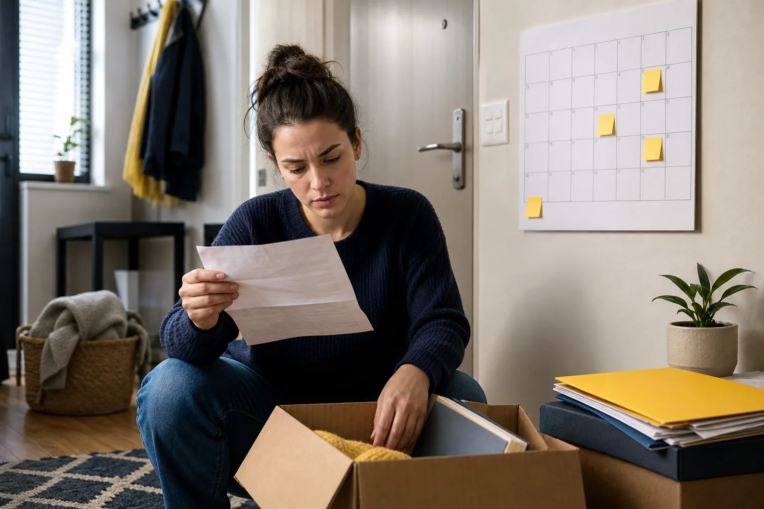Renter reviewing post-judgment deadlines in an eviction process timeline.