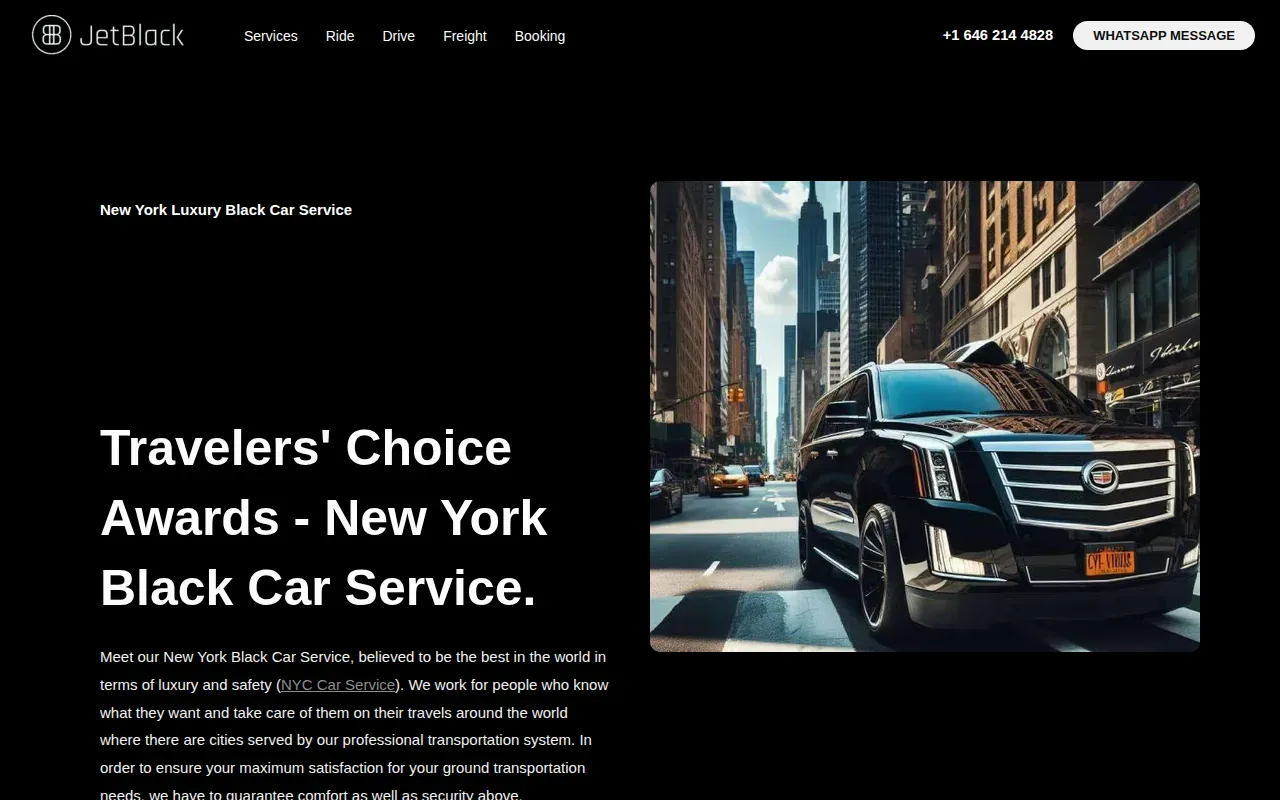 Screenshot of the JetBlack Transportation website