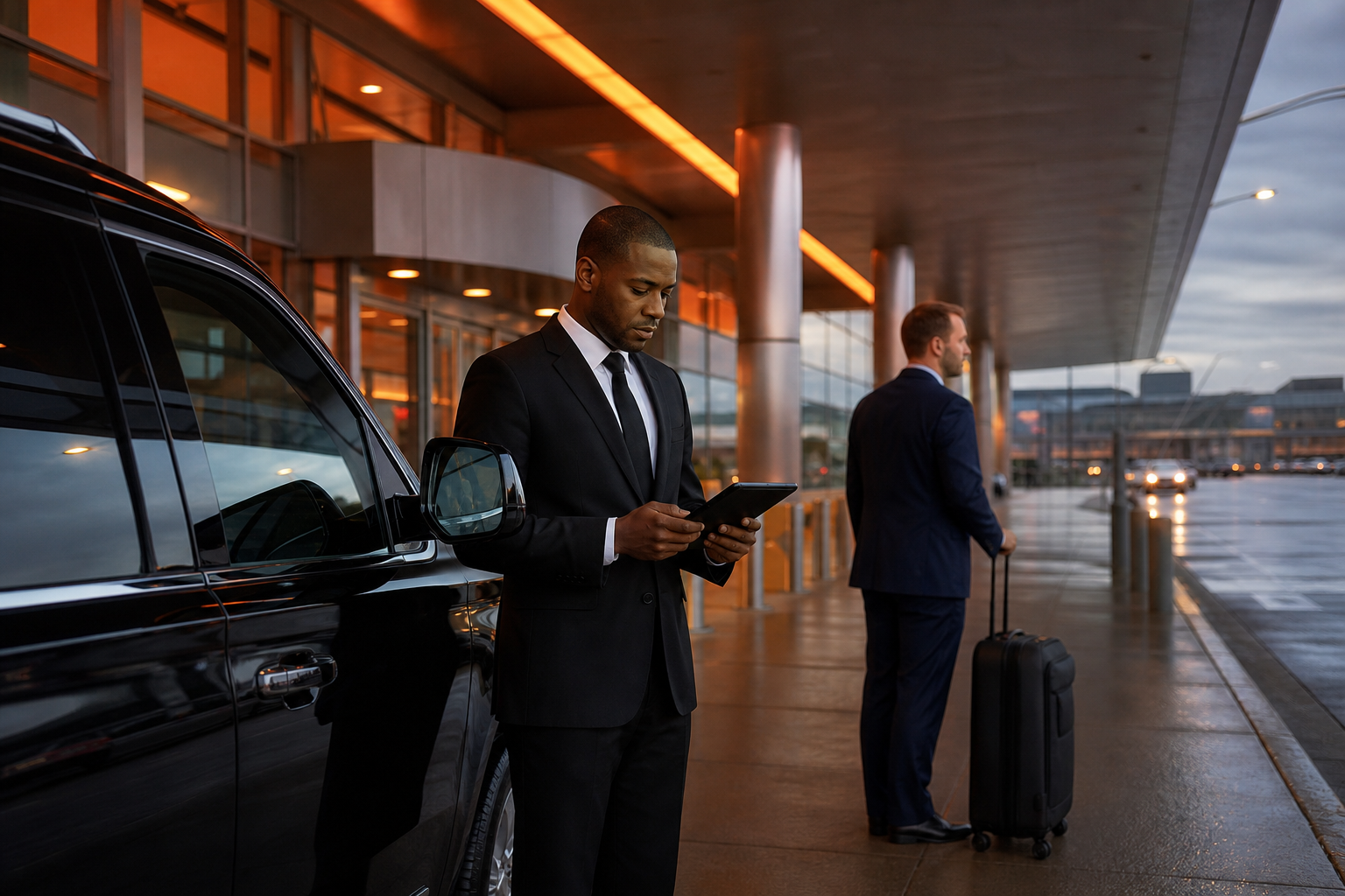 qualified chauffeur managing reliable executive airport transportation