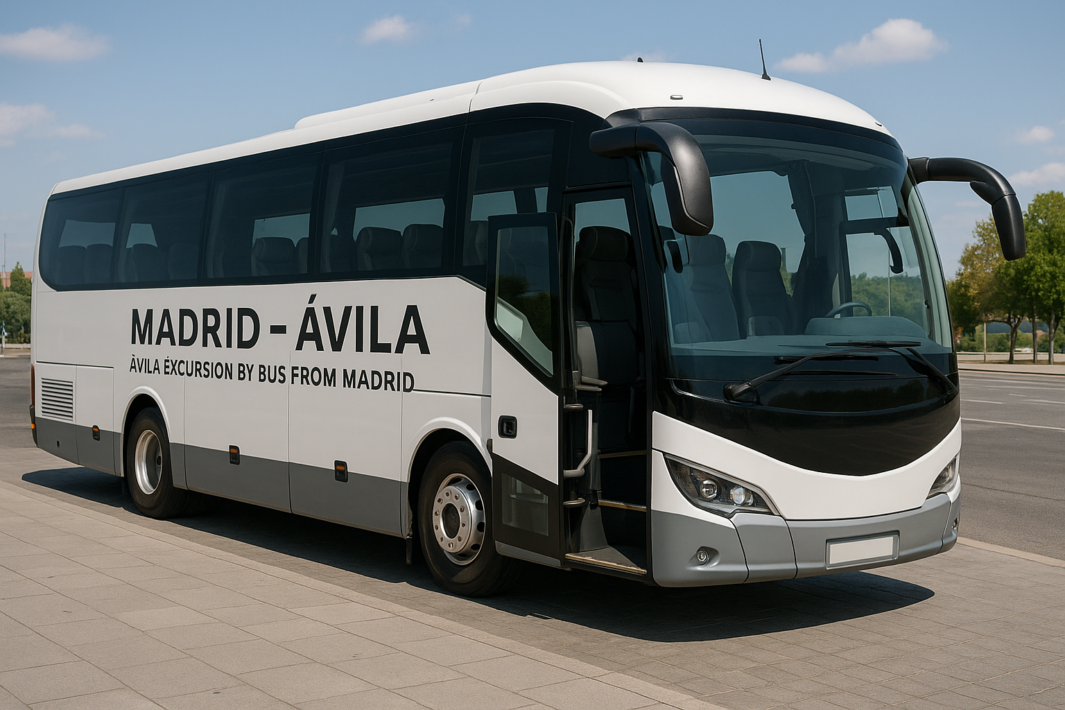 Ávila with a Bus Excursion from Madrid Comfortable and modern bus on Madrid to Ávila route, Alt: Ávila excursion by bus from Madrid comfortable travel