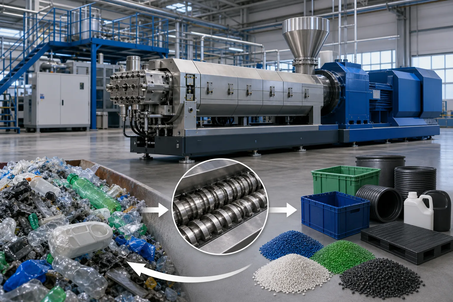 KraussMaffei ZE BluePower: visual reference for 4. KraussMaffei ZE BluePower , Versatile twin‑screw for compounding and recycling