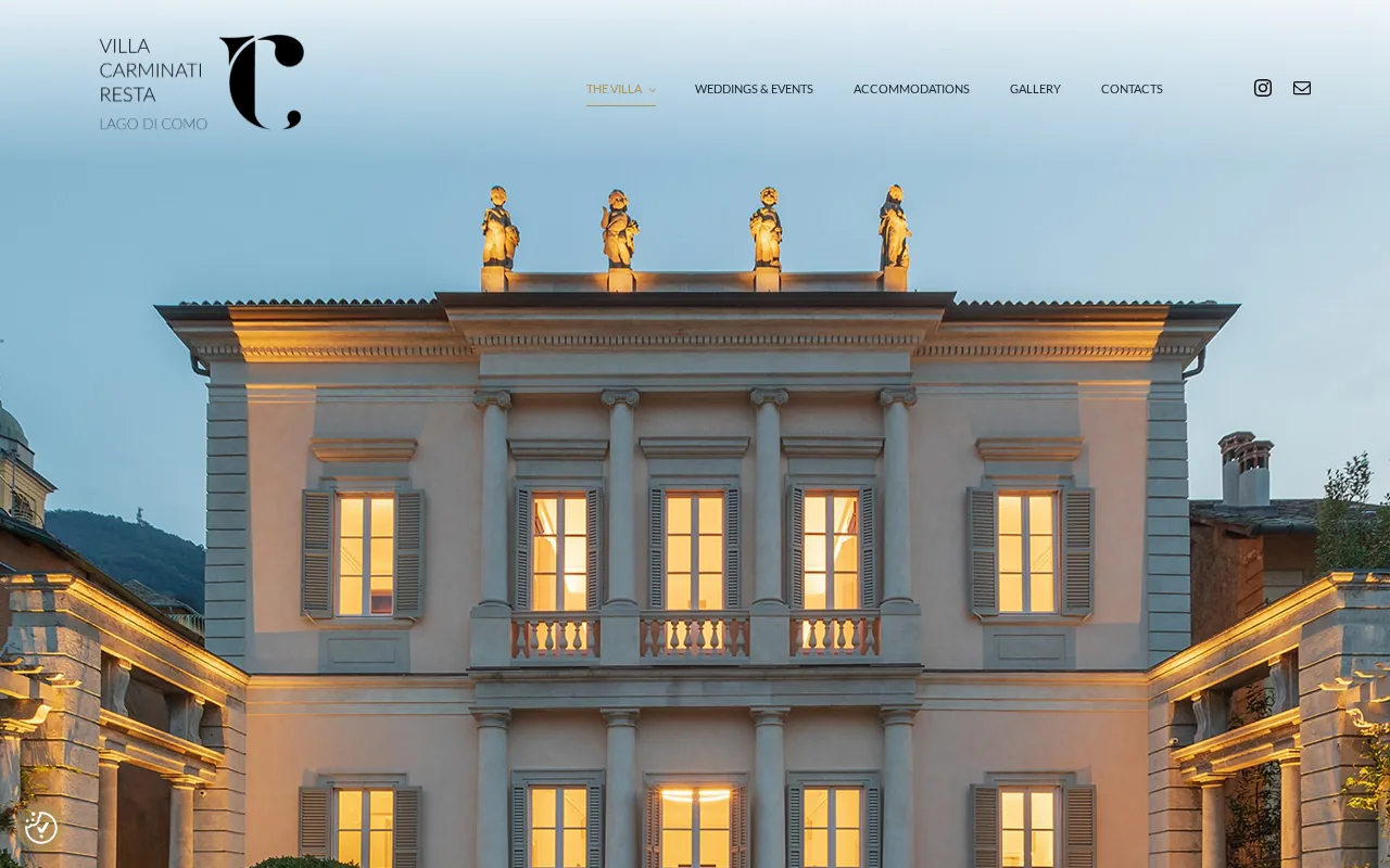 Screenshot of the Villa Carminati Resta website
