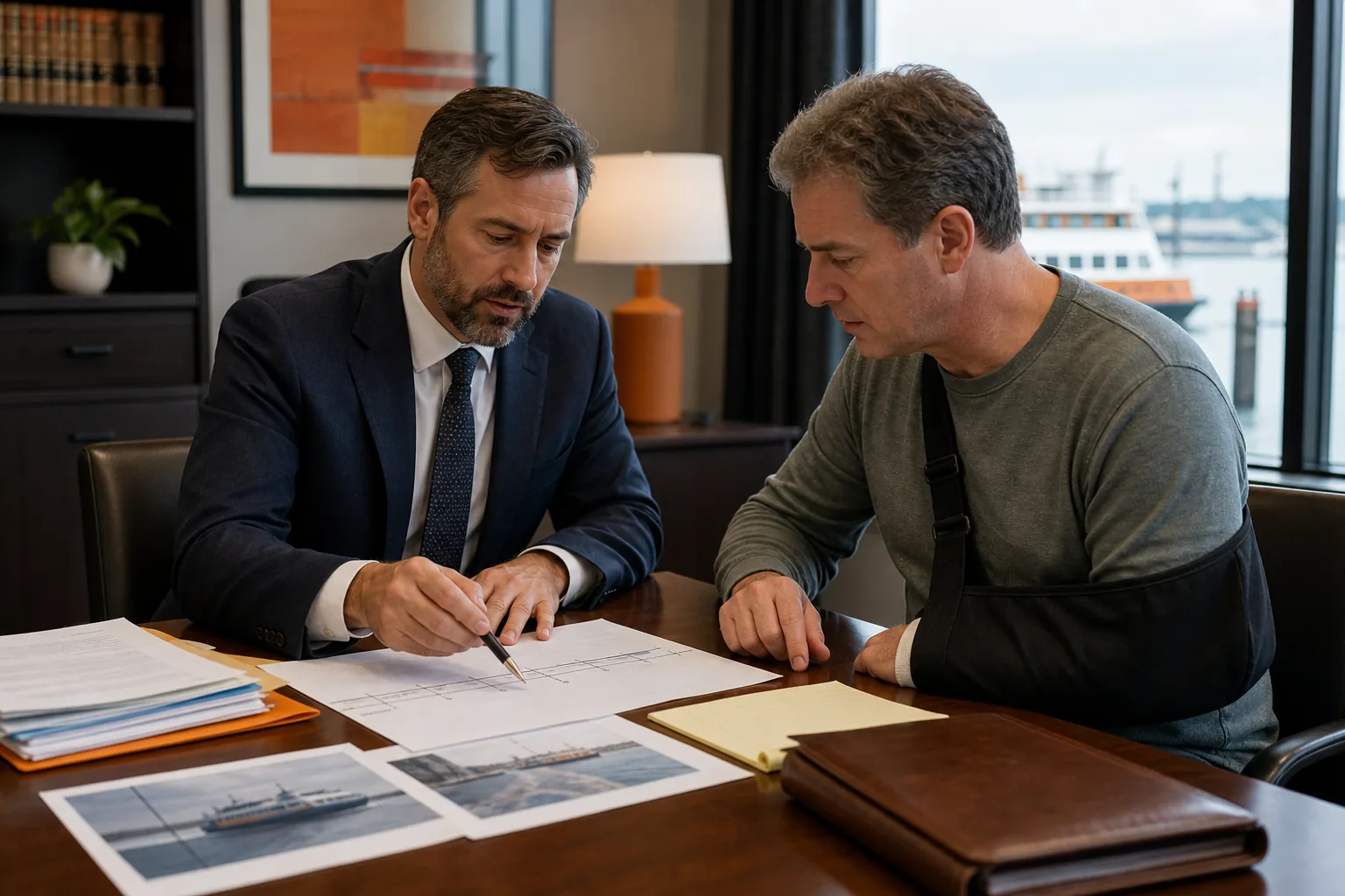 ferryboat accident lawyer reviewing an injured passenger's claim