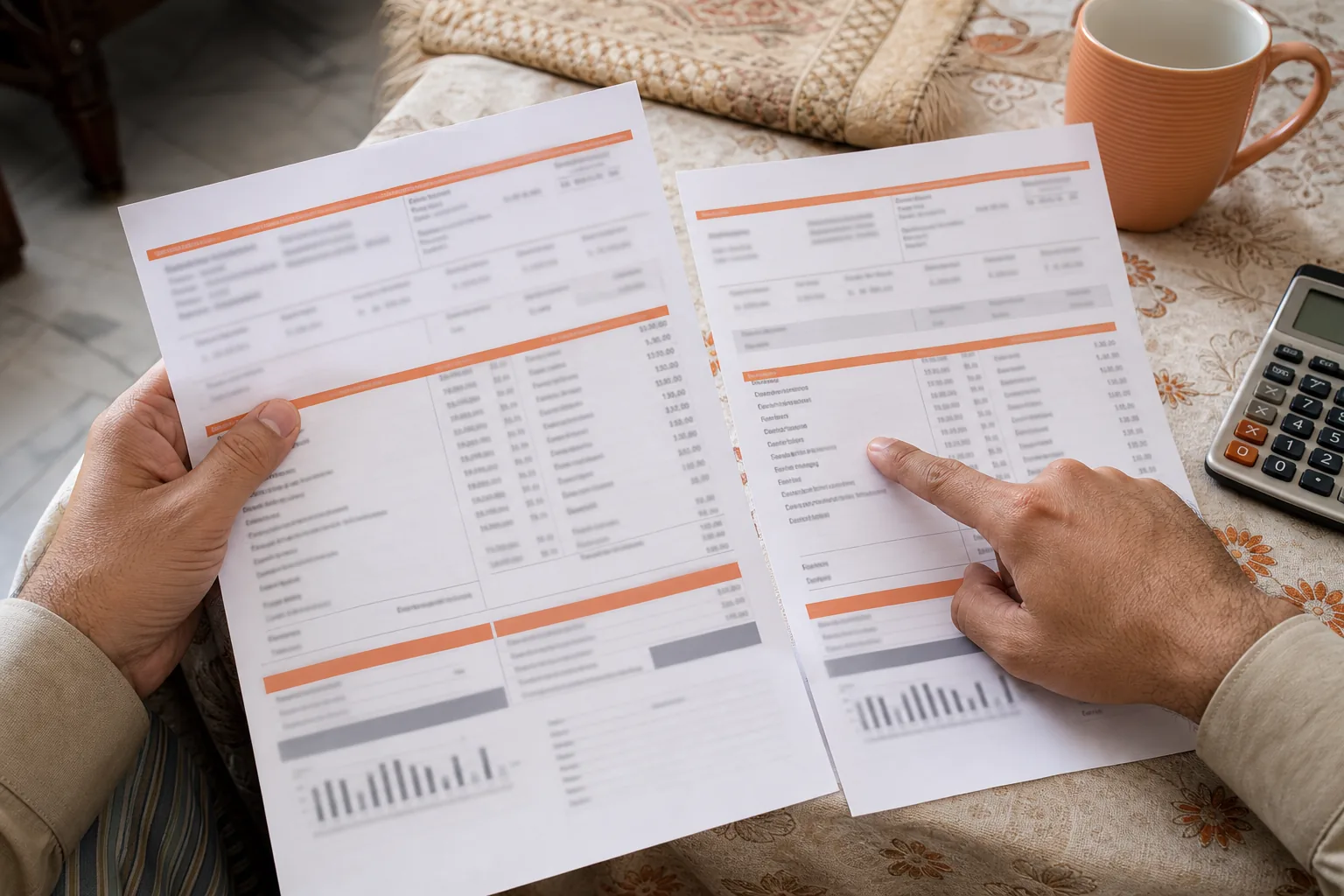 Compare bill periods and charges to spot a possible duplicate FESCO charge.