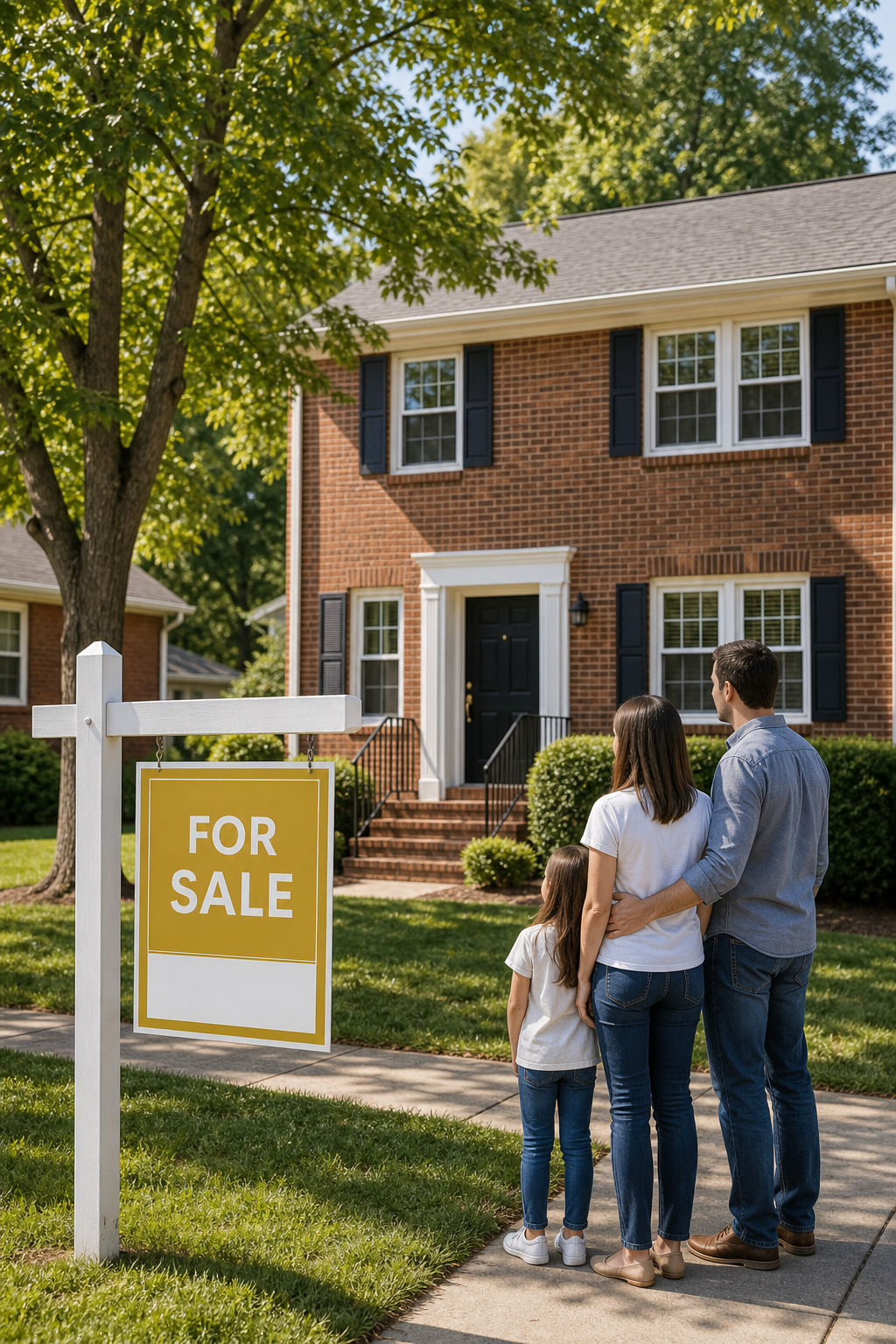 A two-story brick rental home in a Henrico County neighborhood with a 