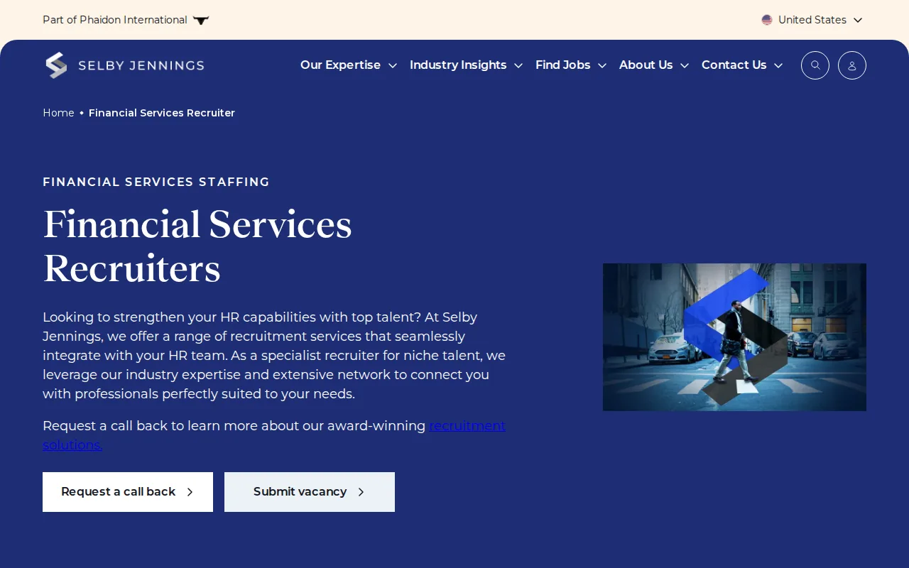 Screenshot of the Selby Jennings: Specialist hiring across financial services and fintech website