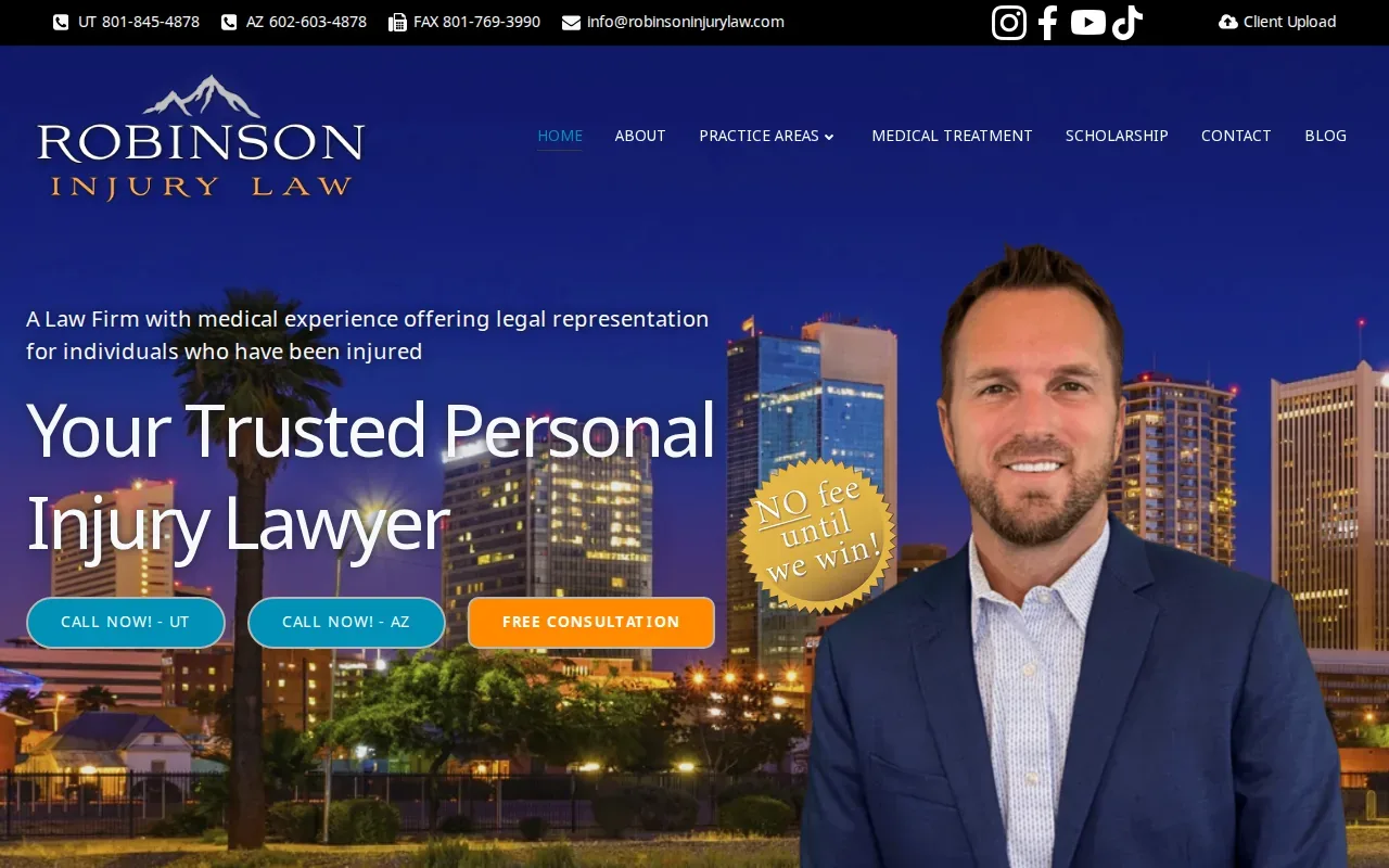 Screenshot of the Robinson Injury Law website