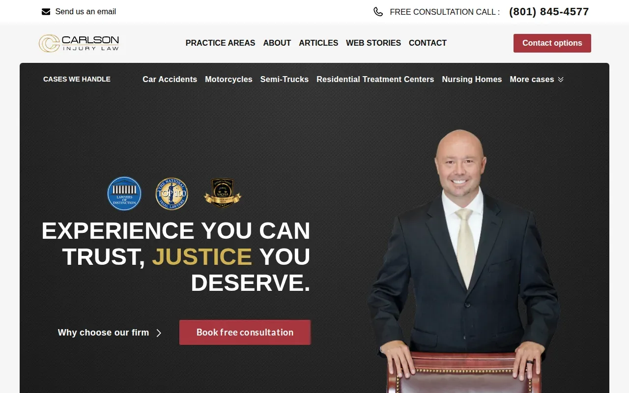 Screenshot of the Carlson Injury Law Firm website