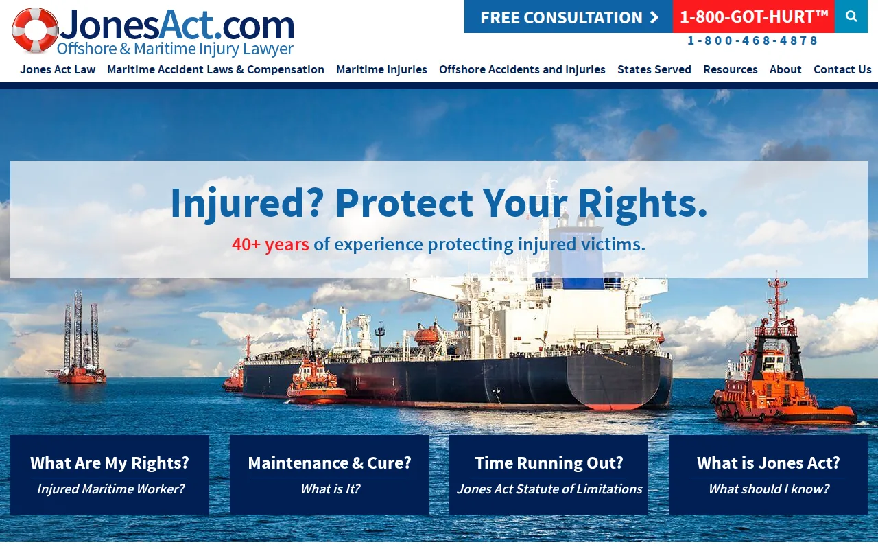 Screenshot of the Jones Act Attorneys website