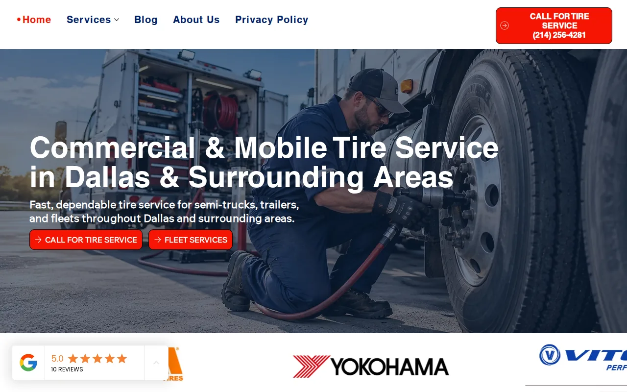 Screenshot of the The Tire Specialist website