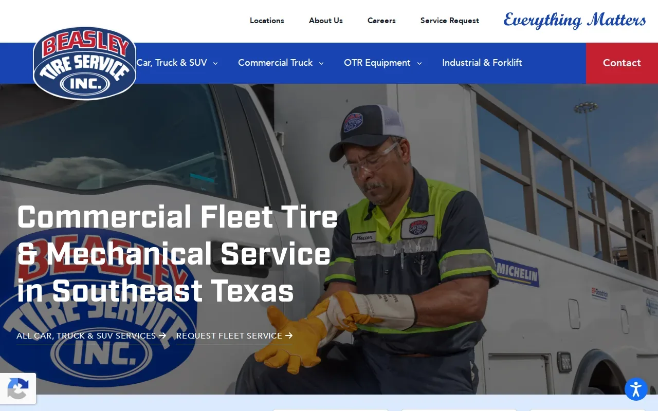 Screenshot of the Beasley Tire website