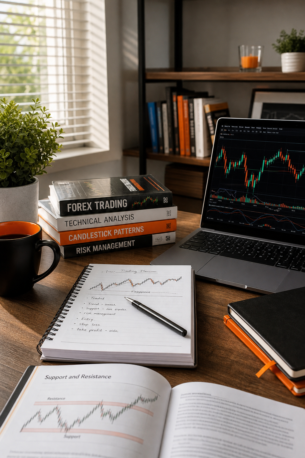 A photorealistic image related to forex-education-resources-for-self-study. Alt: forex-education-resources-for-self-study